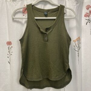 Wild Fable Olive Green Waffle Knit Sleeveless Tank